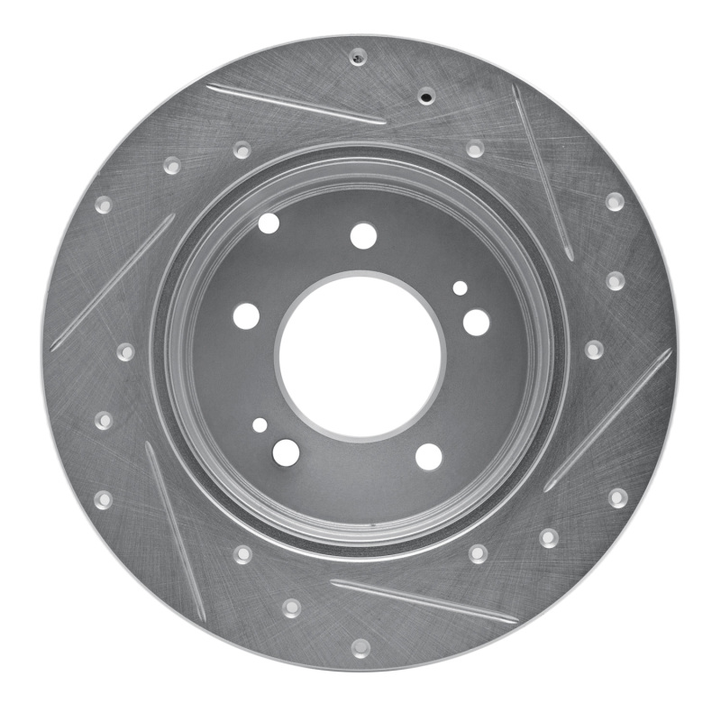 Hyundai TUCSON Brake Rotor (1) - Rear Left - R1 Concepts - Drilled & Slotted - Silver - `05-`20